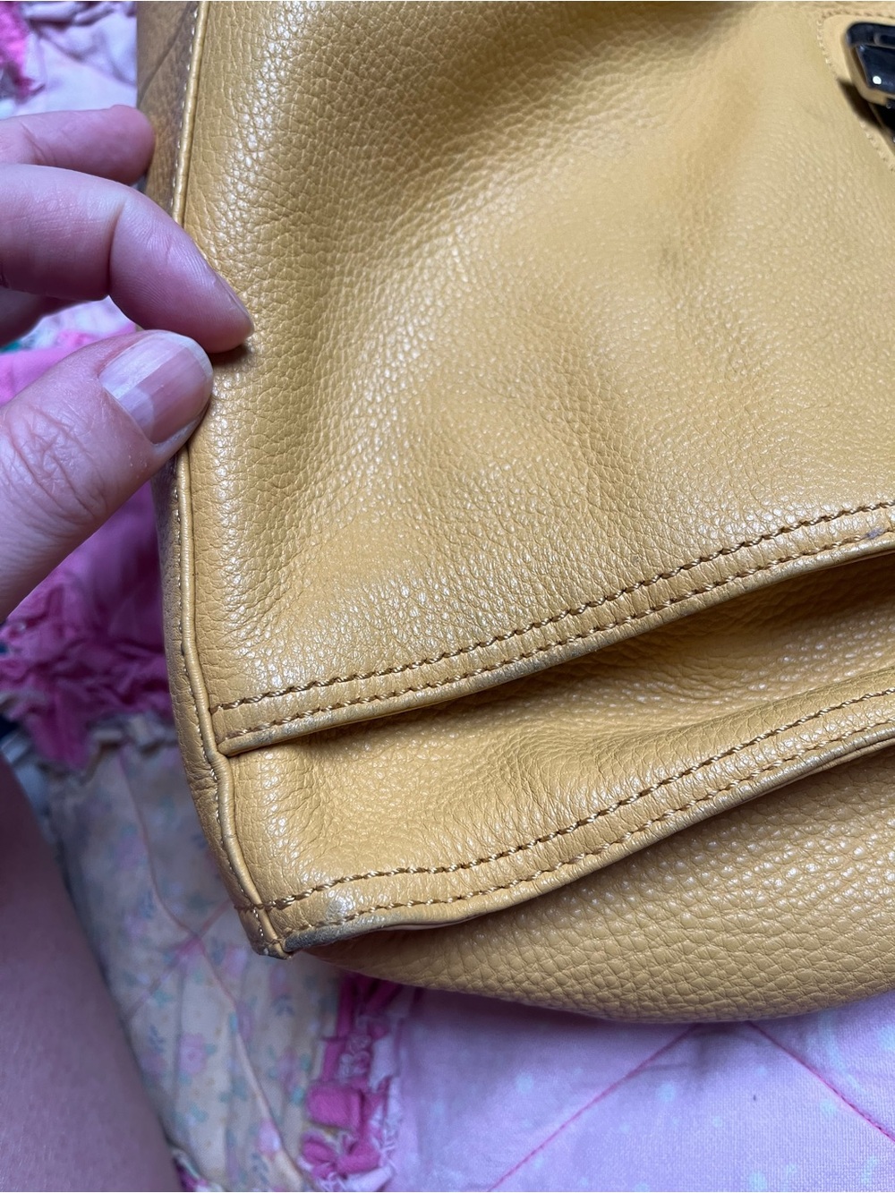 b. makowsky Yellow Leather Satchel with Silver Turnlock - Picture 9 of 9